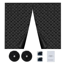 Happybuy Garage Door Screen for Winter, 8x7FT, Garage Door Insulation Kit, Magnetic Thermal Insulated Door Curtain with 300D Oxford Fabric Heavy Duty Weighted Bottom, Easy Assembly for Garage Door