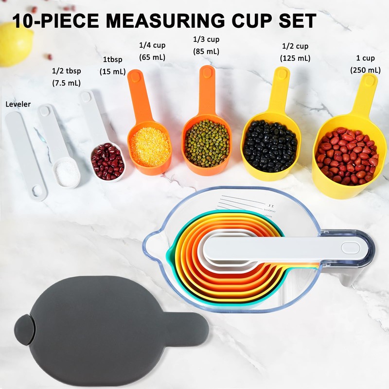 Recogwood 10 Pieces Measuring Jug Set, Stackable Measuring Cups and