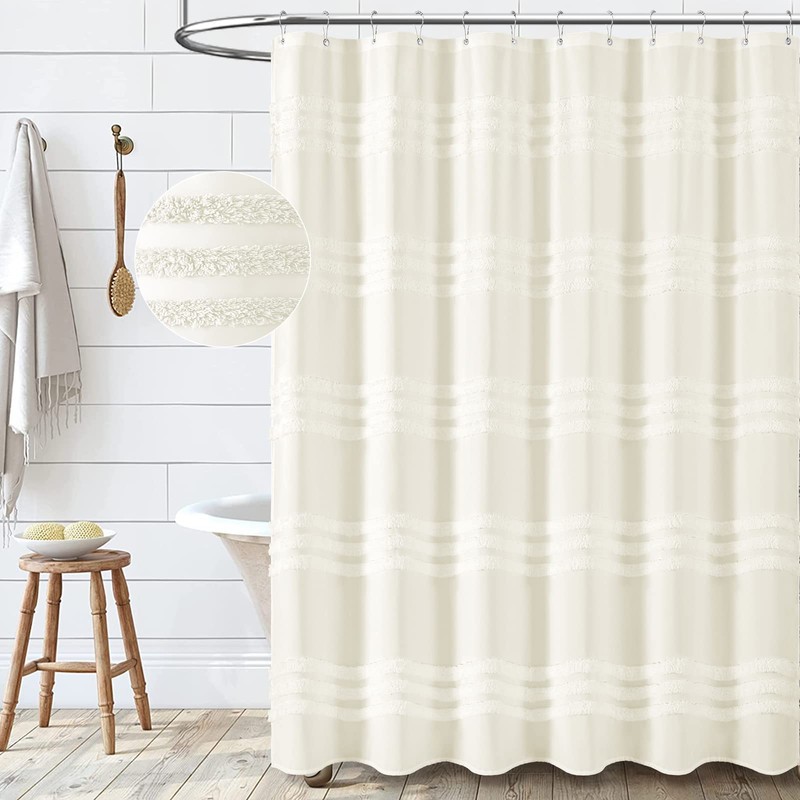 Dynamene Extra Long Shower Curtains, 84 Inches Long Textured Tufted