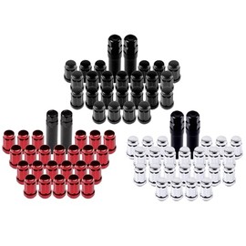 AINTIER M12x1.5 Wheel Lug Nuts 24PCS with 2 Keys Lug Nuts Black Spline for Drive Close End Socket Key 12mmx1.5 Thread 35mm Tall
