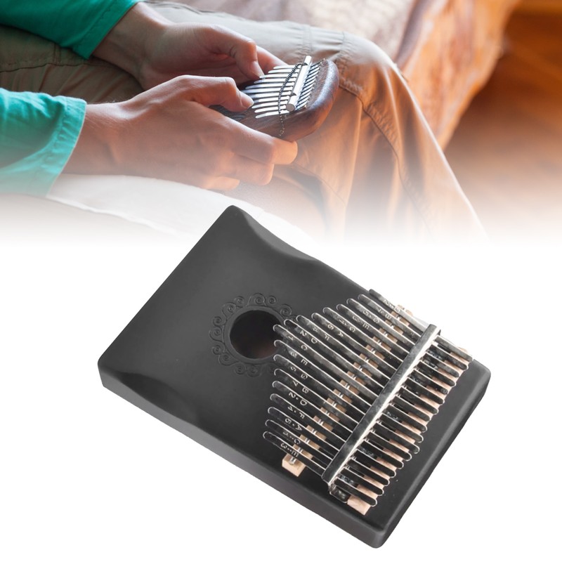 Black 17 Key Kalimba with Tuning Wrench Portable Interesting Wooden