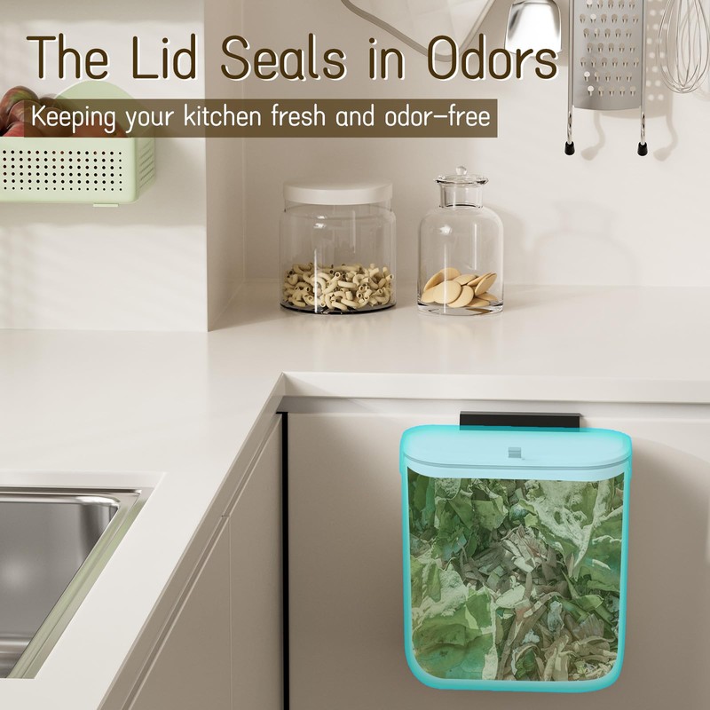LYNLOO 2.4 Gallon Kitchen Compost Bin Hanging Small Trash Can