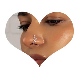 Iaceble Bohemia Sliver Snake Nose Ring U Shape Clip On Nose Cuff Punk Snake Nose Stud Snake Bendable Nose Ring Body Nose Ring Jewelry for Women