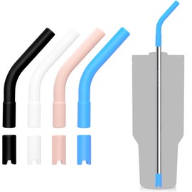 Soledea 4 Set Silicone Straw Tips, Food Grade Rubber Metal Straws Tips Covers with Silicone Bottom Only Fit for 8MM Stainless Steel Straw