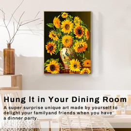 Sunflower Diamond Painting Kits for Adults- Flowers Diamond Art Kits for Adults, 5D Gem Art Adult Craft Kits for Gift Home Wall Decor(12x16Inch)