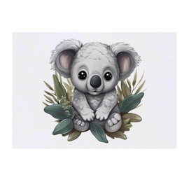 'Cute Baby Koala in Leaves' Temporary Tattoo - Water Resistant, Skin-Safe, Non-Toxic Transfer (TO00060865)