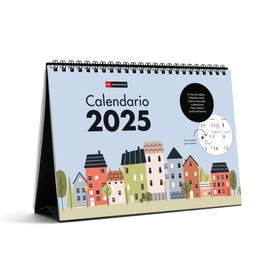Miquelrius - Desktop Calendar 2025, A5 Calendar: 210 x 148.5 mm, with note space, 2025 calendar, double spiral binding, annual desk calendar, Spanish, design houses