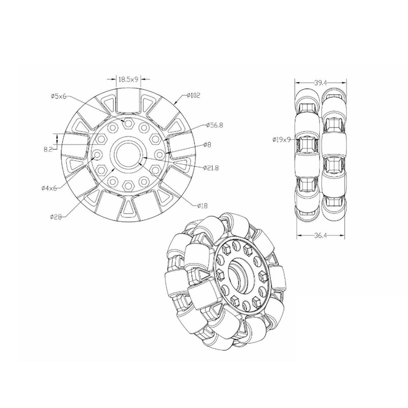 100mm Robot Omni Directional Wheel with Center Bearing Robot Wheel