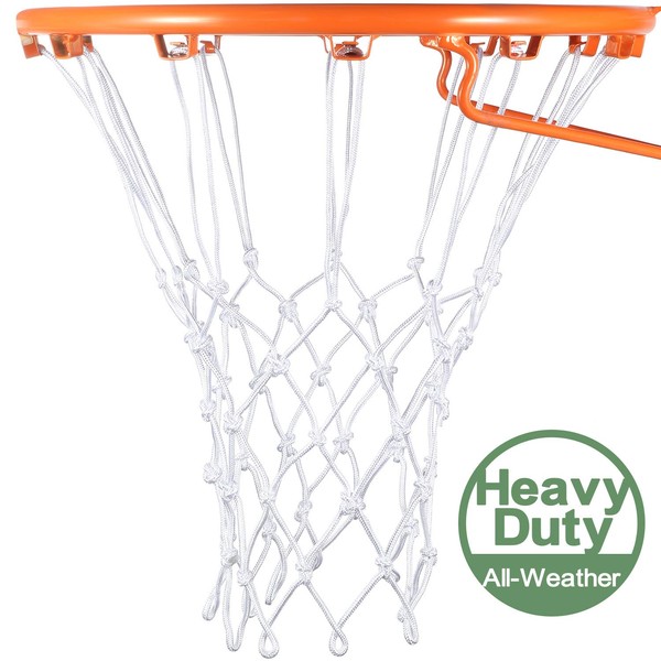 Syhood - Replacement basketball net for all weather, compatible with standard indoor or outdoor basketball hoops, 12 loops (5 bows, white)