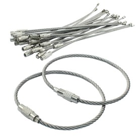 Kemcatui 20 Pack Stainless Steel Wire Keychain, Heavy Duty Key Rings Braided Cable, Loop Luggage Tags for Keys/ID Tags/Luggage