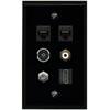 RiteAV 2 CAT6 Coax HDMI RCA White TOSLINK Flat/Solid Wall Plate [Black]