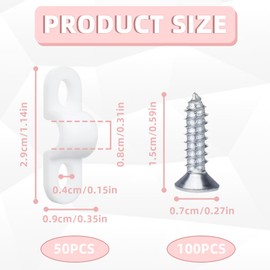 50 PCS Wire Shelf Loop Clips, Closet Shelf Clips, Wire Shelving Clips, Plastic Wire Shelving Clips with Screws, Wall Shelf Clips for Concrete Installation (White)