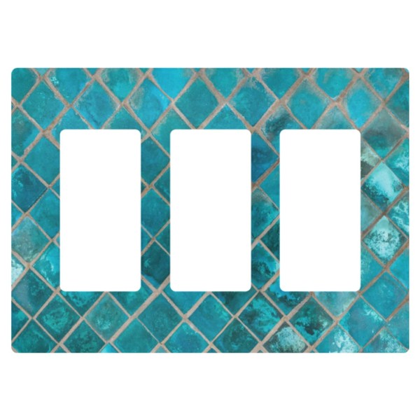 Exotic Turquoise Ceramic Mosaic Tile Wall Plate Cover Size 3-Gang