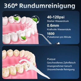 Munddusche Kabellos, IVISMILE Elektrische Zahnreiniger Reise Water Flosser 4 Modi, Munddusche Zahndusche mit 5 Jet-Tipps für Zahndusche, 300ML Abnehmbarer Wassertank IPX7 Wasserdicht, Weiß