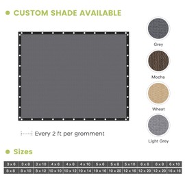 VOXBIN 90% Shade Cloth, Outdoor Sun Shade Cloth with Grommets, UV Block Quadrilateral Shade Fabric for Patio, Backyards, Carport, Garden 6x8 FT, Grey