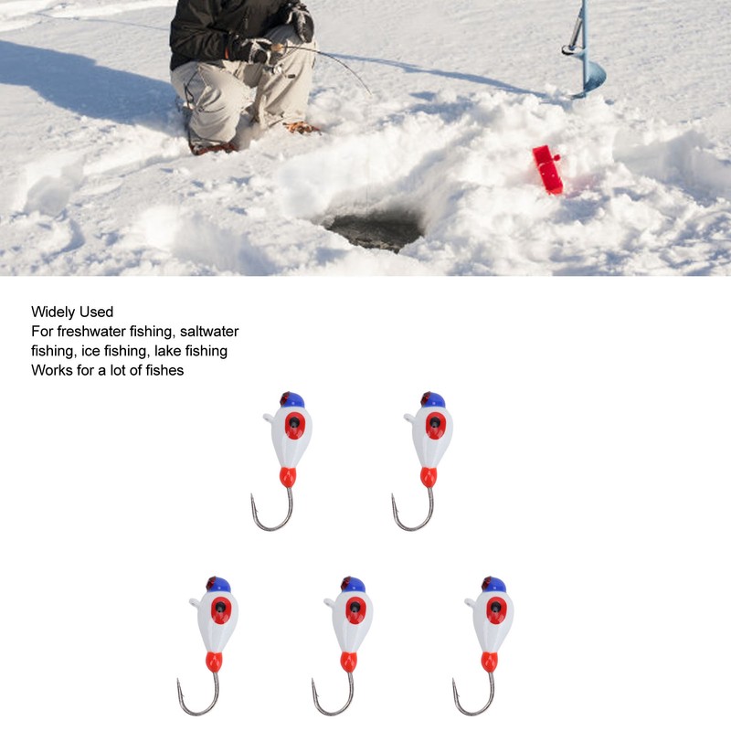 5 Pcs Winter Ice Fishing Jigs Kit Hooks Lures for