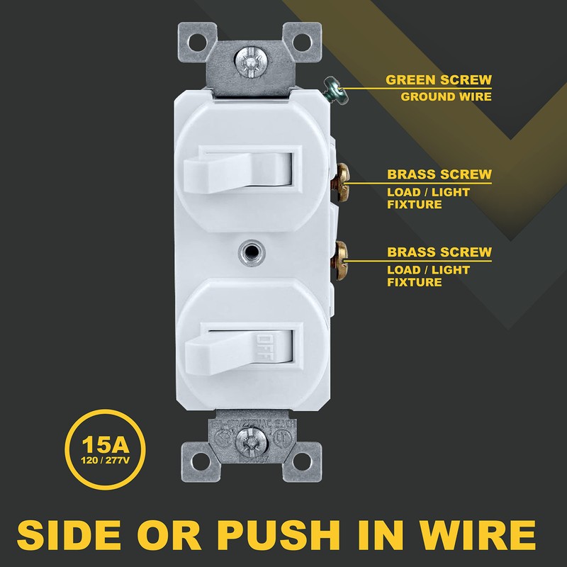 Faith White Double Light Switch (2-Pack) | Two Single-Pole Wall