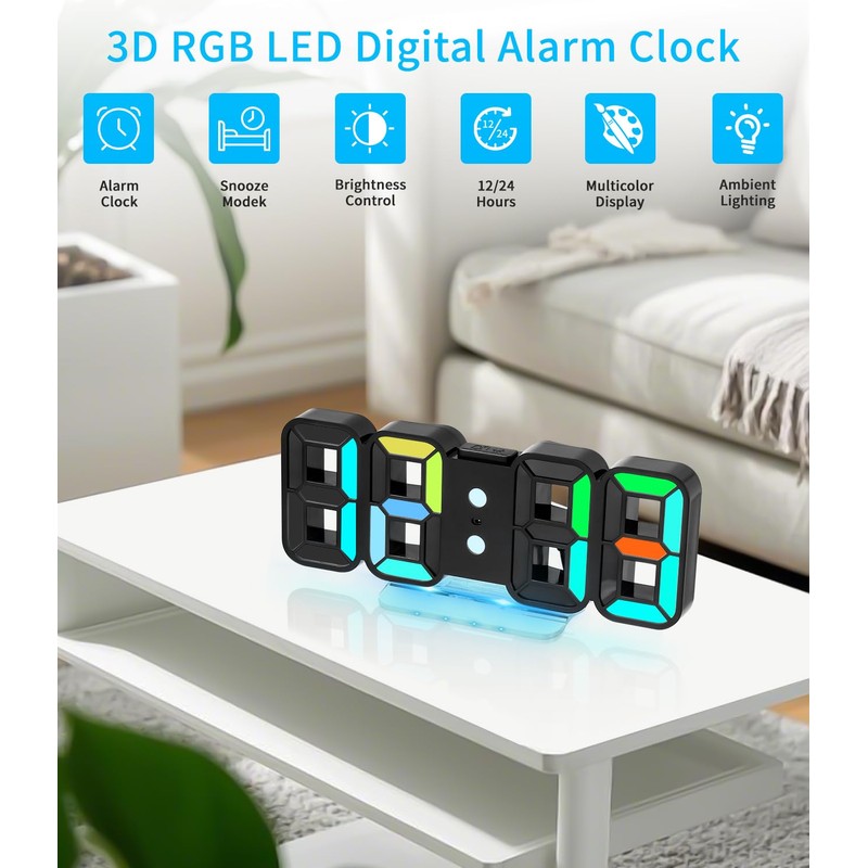 Zaxiva 3D LED Digital Alarm Clock, Table Clock, Digital Clock