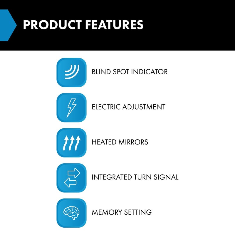 TRQ Driver Side Mirror Assembly Power Heated Memory Turn Signal