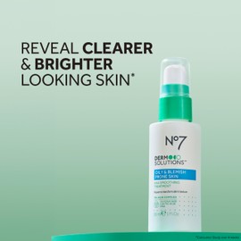 No7 Derm Solutions AHA Exfoliant & Face Toner with Lactic & Glycolic Acid - AHA Smoothing Treatment - Controls Oil and Minimizes Pores - for Oily & Blemish-Prone Skin (1 Fl Oz)