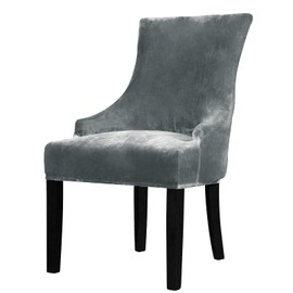 Lellen Velvet Stretch Wingback Chair Cover Slipcover - Reusable Arm Chair Protector Cover for Dining Room Banquet Home Decor etc Machine Washable Hand Washable (Charcoal Gray, 1PCS)