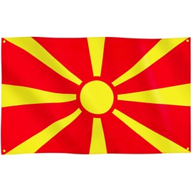 Runesol North Macedonia Flag, 91x152cm, 3ft x 5ft, 4 Grommets, Eyelet In Every Corner, Republic of North Macedonia, MKD Flag, Makedonija, Premium Flags, Inside, Outside, Banner, Vivid Colours