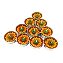 HukDok Flower Shape Tealight Candles for Birthday Party Home Décor Spa Wedding Anniversary Valentine's Day Mother's Day Celebration Baby Shower Decoration. (Sunflower)