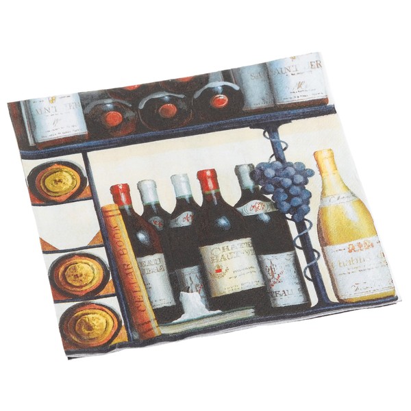 Entertaining with Caspari Wine Cellar Set of 40 Paper Cocktail Napkins in a Gift Box