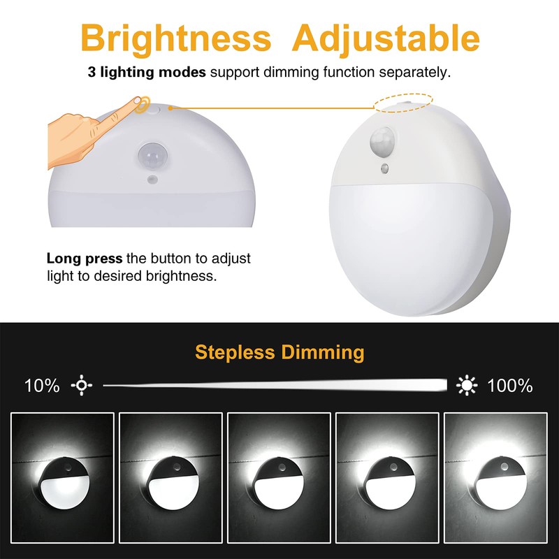 YUNLEX 4 Pack Stair Lights Indoor, 2.6" Small Stick on