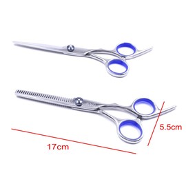 JZK® 2 x Professional Hair Cutting Scissors, Hairdressing Scissors and Hair Thinning Scissors Set Hair Beard Grooming Trimming Cutting Styling Scissors Kit