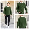 Runcati Men's Chunky Knit Cable Knit Pullover Autumn Winter Crew