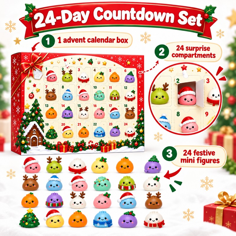 24-Day Christmas Dumpling Advent Calendar for Holiday Countdown – Festive
