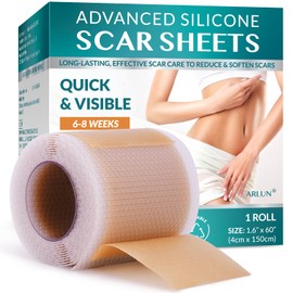 Silicone Scar Tape, Silicone Scar Sheets, Scar Tape for Surgical Scars, Silicone Tape for Scars, Scar Sheets for Surgical Scars, C-Section, Tummy Tuck and Keloid (1.6"x 60" Roll-1.5M)