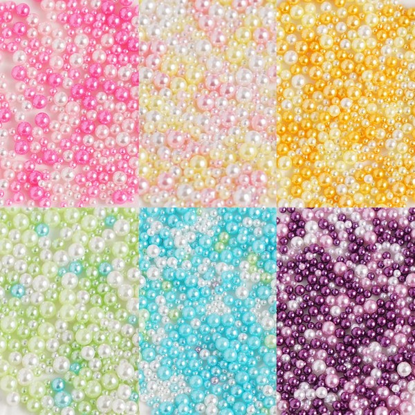 Samcos Resin Pearl, Pearl Beads, Set of 6 Colors, No Hole Pearl, Kongo Sunnpo, Accessory Parts, Resin Enclosed, Nail Parts, Materials, Rainbow Pearl, Deco Parts, DIY Crafts, Approx. 2.5 oz (70 g)