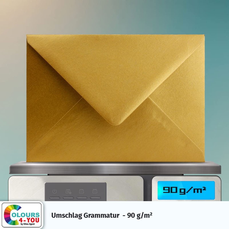 COLOURS-4-YOU Envelopes, DIN C6, Gold, 11.4 x 16.2 cm, 110