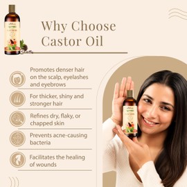 Satthwa USDA Organic Cold-Pressed Castor Oil (200ml - 6.8oz) – Hexane Free, Pure Virgin – Nutrient-Rich Oil for Hair Growth, Eyelash, Nail Care, Skin Moisturizer