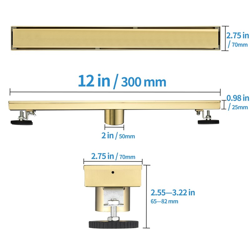 Kuaisailsk Linear Shower Drain ，with Tile Insert Panels ，12 Inch