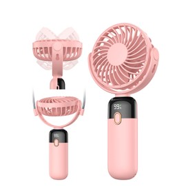 TOPK Portable Handheld Fan, 5000mAh Battery Operated Fan With LED Display, Handheld/Neck/Desk 3 in 1 Personal Mini Desk Fan, 360° Rotatable 4 Speed Small Fan for Makeup, Home, Office, Travel, Outdoor