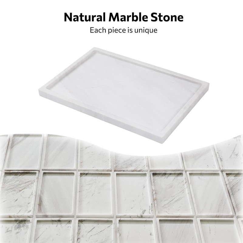 Faticdorr Marble Tray, Marble Vanity Tray, Bathroom, Decor for Trinket
