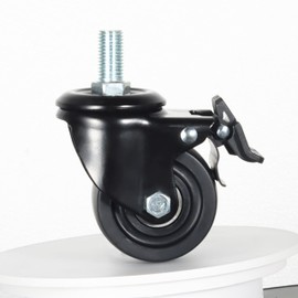 Heavy Duty Casters, M16x30mm Stem Casters Low Gravity Center Swivel Castors 3000lbs Load Heavy Capacity Caster Wheels Set of 4 for Industry, Workbench etc (3 Inch, 2 with Brakes 2 Without Brakes)