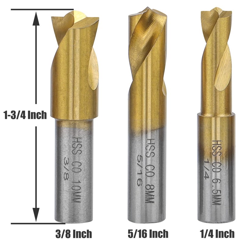 Yakamoz 3Pcs Spot Weld Drill Bit Set CO Cobalt Spot