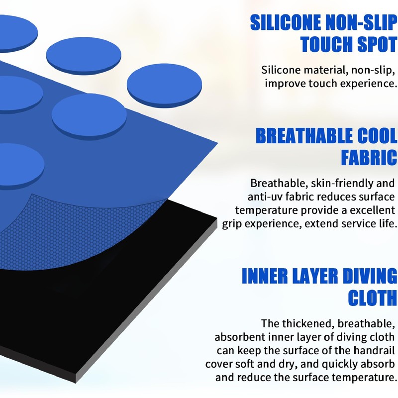 Pool Railing Covers 8ft, Non Slip Pool Handrail Covers with