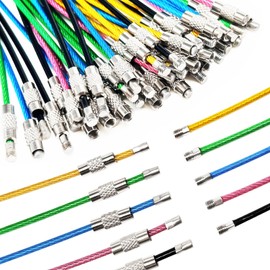 Tmyjfjingxi 40PCS Wire Keychain Cable Key Ring 2mm Luggage Tag Loops Cable Wire Key Ring Stainless Steel Wire Keychain 6 Inch 5 Colors