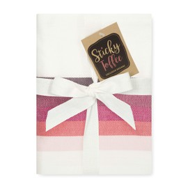 Sticky Toffee 100% Cotton Tea Towel - Multicoloured Red Herringbone Stripe Pattern, Pack of 5 | Kitchen Towel Set | Absorbent, Strong, Quick Dry | Home & Bathroom Accessories