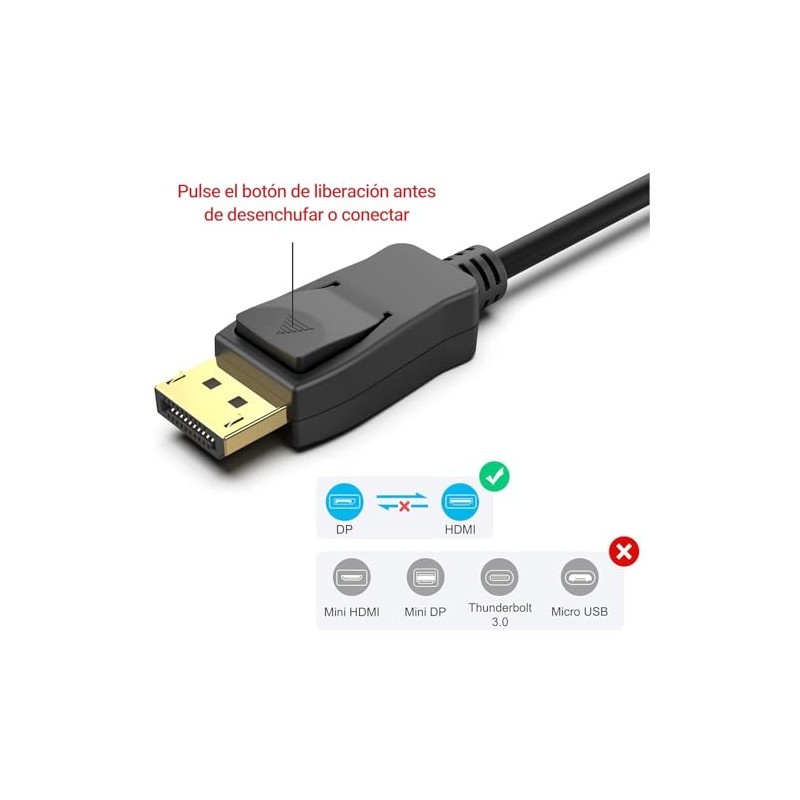 atolla Adaptador DisplayPort a HDMI 4K, No HDMI DP