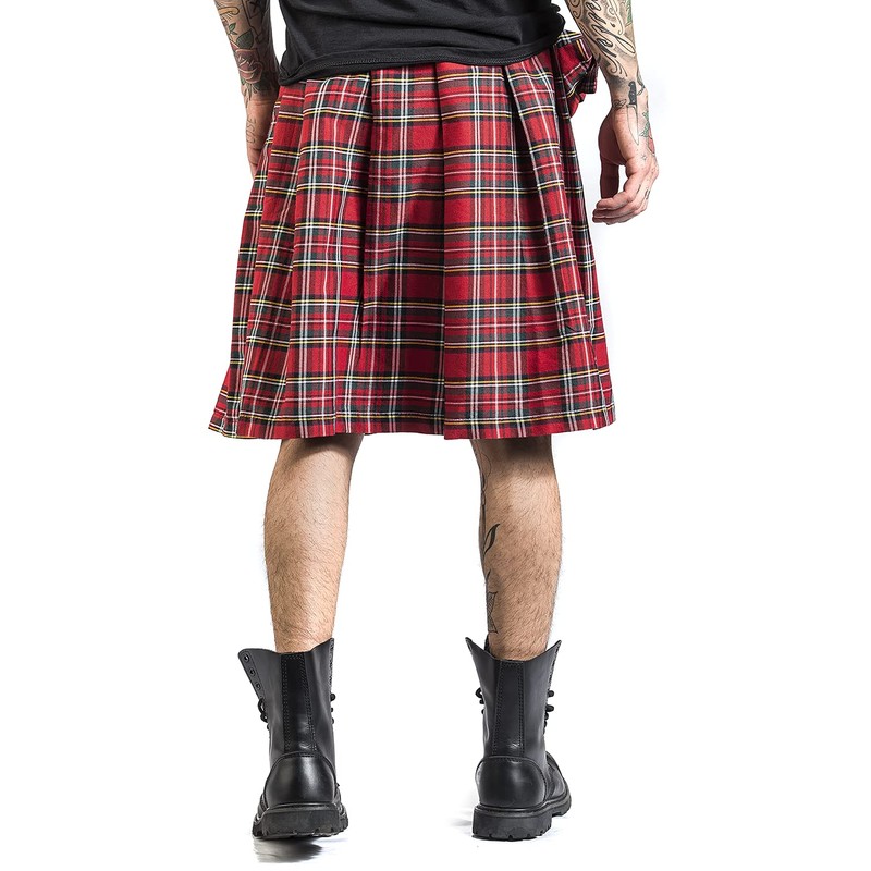Banned Alternative Fear is Over Kilt Men's Mid-Length Skirt, Red,