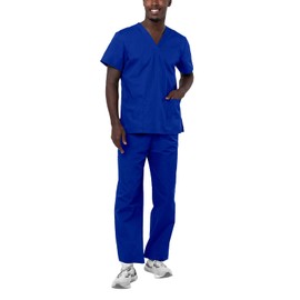 Adar Uniforms, Universal Unisex Scrubs - Unisex Drawstring Scrub Set - 701 - Royal Blue - M