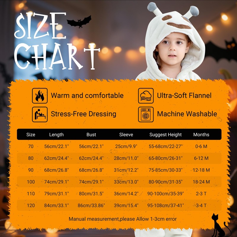 MICHLEY Pijama de Fantasma Misterioso para Bebé, Mameluco Halloween con