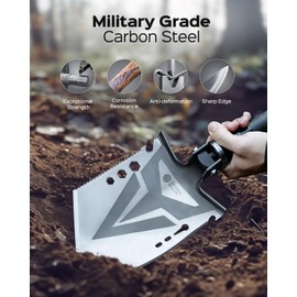 Sahara Sailor Folding Camping Shovel Axe Kit Military Grade, Multifunctional Survival Tactical Shovel with Paracord, Dual Color Flashlight, Whetstone, Emergency Gear for Camping