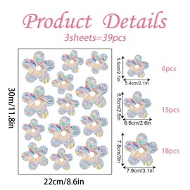 39pcs Rainbow Flower Window Decals to Prevent Bird Strikes, Anti-Collision Window Stickers, Stop Birds from Hitting Windows- Rainbow Prism Static Decals for Glass Doors & Windows